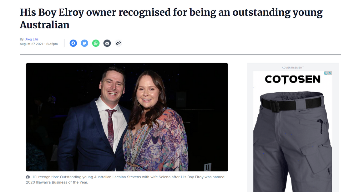 His Boy Elroy owner recognised for being an outstanding young Australian